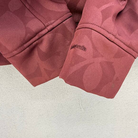 Patagonia Softshell Jacket Women's M Maroon Leaf Patterned Fleece Lined Outdoor - Picture 9 of 10